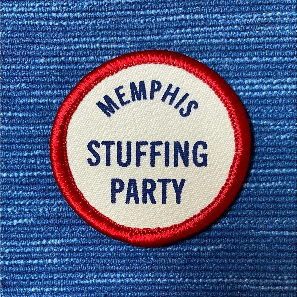 Memphis Tennessee USO Stuffing Party Vintage Sew On Patch 2" Red White Blue 58B